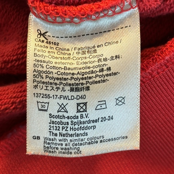 Scotch & soda la prairie d hydrus red sweatshirt with white stripe - Picture 7 of 10